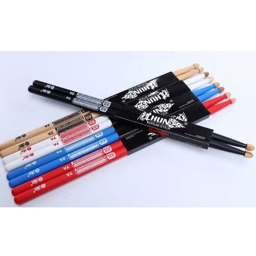 Палочки для барабана Hun Drumsticks 10103008 Colored Series QI 7A тренировочные барабанные палочки алюминий красные mds