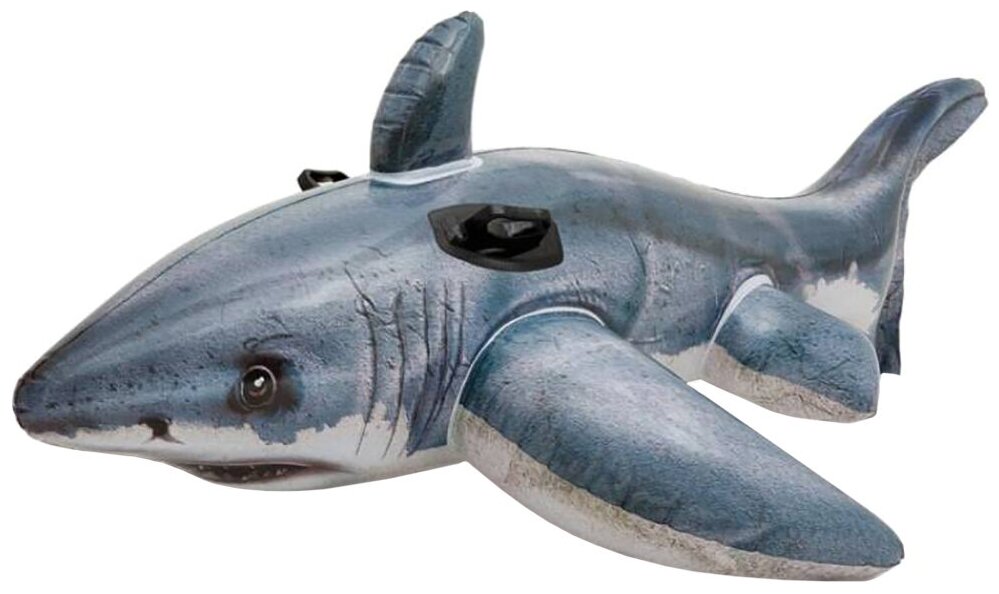 Надувная игрушка для плавания верхом INTEX Акула 173х107 см, с ручками надувной круг, пляжный матрас - наездник, нагрузка до 40 кг, возраст до 14 лет / 1 шт
