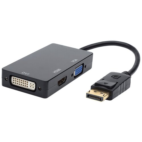 переходник адаптер displayport male hdmi vga dvi Переходник 0.1 m DisplayPort(m) <=> HDMI, VGA, DVI Переходник Atcom DisplayPort M/HDMI+VGA+DVI (AT6854)