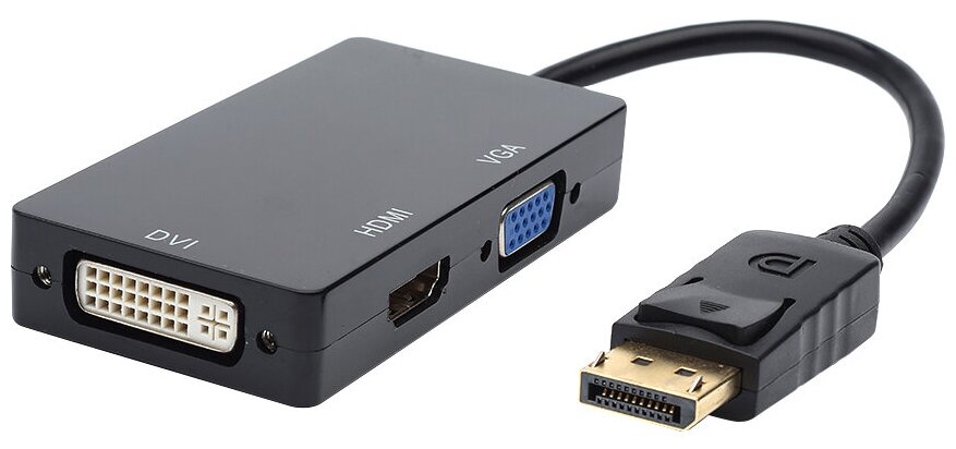 Переходник 0.1 m DisplayPort(m) <=> HDMI, VGA, DVI Переходник Atcom DisplayPort M/HDMI+VGA+DVI (AT6854)