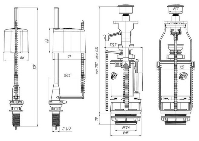 Комплект арматуры АНИ Пласт WC3050C двухрежимная — купить по выгодной ...
