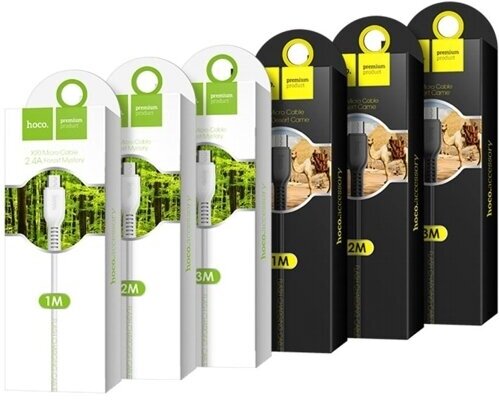 Кабель USB-Am/MicroBm 2.0 Hoco X20 Black - 3м черный — фото 1