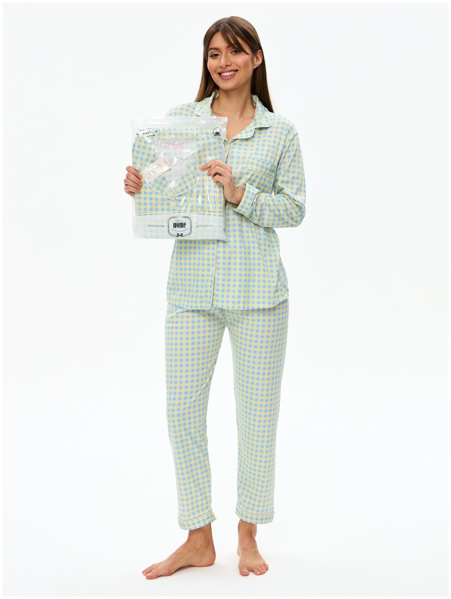 Пижама женская с брюками хлопок , домашняя одежда женская. 42/M размер - фотография № 1