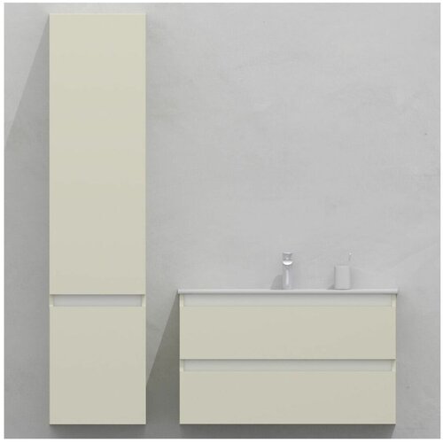 Комплект мебели для ванной тумба 90 см и пеналом 40*35*170 см, левый, цвет RAL 1013, влагостойкий, матовая эмаль + лак, серия СДпрестиж