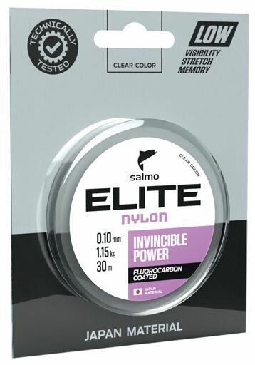 Монофильная леска для рыбалки ELITE FLUORO Coated Nylon (Salmo), 30м, 0.12мм