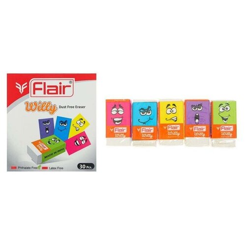 Ластик дизайн FLAIR WILLY 34х20х10мм, белая FA 7034 WHITE