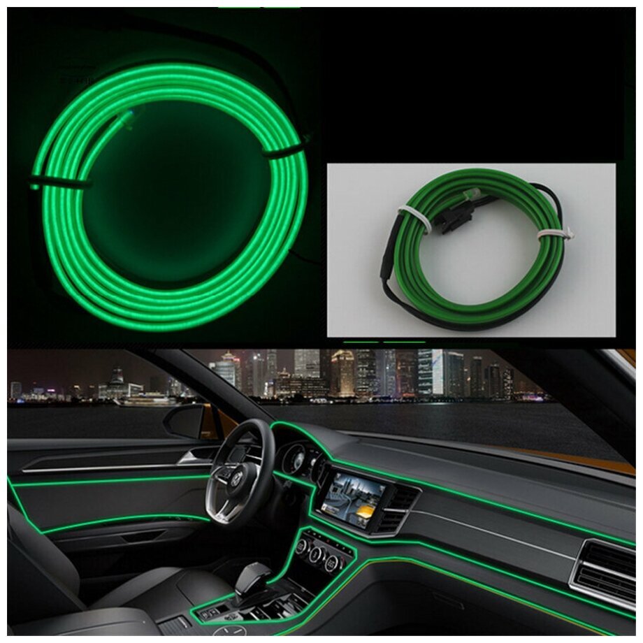Светодиодная лента SmartElectronics 3м,12В,120 LED/m Неоновая лента в авто,машину,автомобиль/Зеленый - фотография № 6