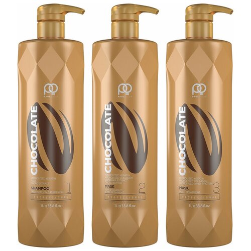 Paul Oscar Набор для кератинового выпрямления волос Chocolate Max Straight, 1000/1000/1000 мл