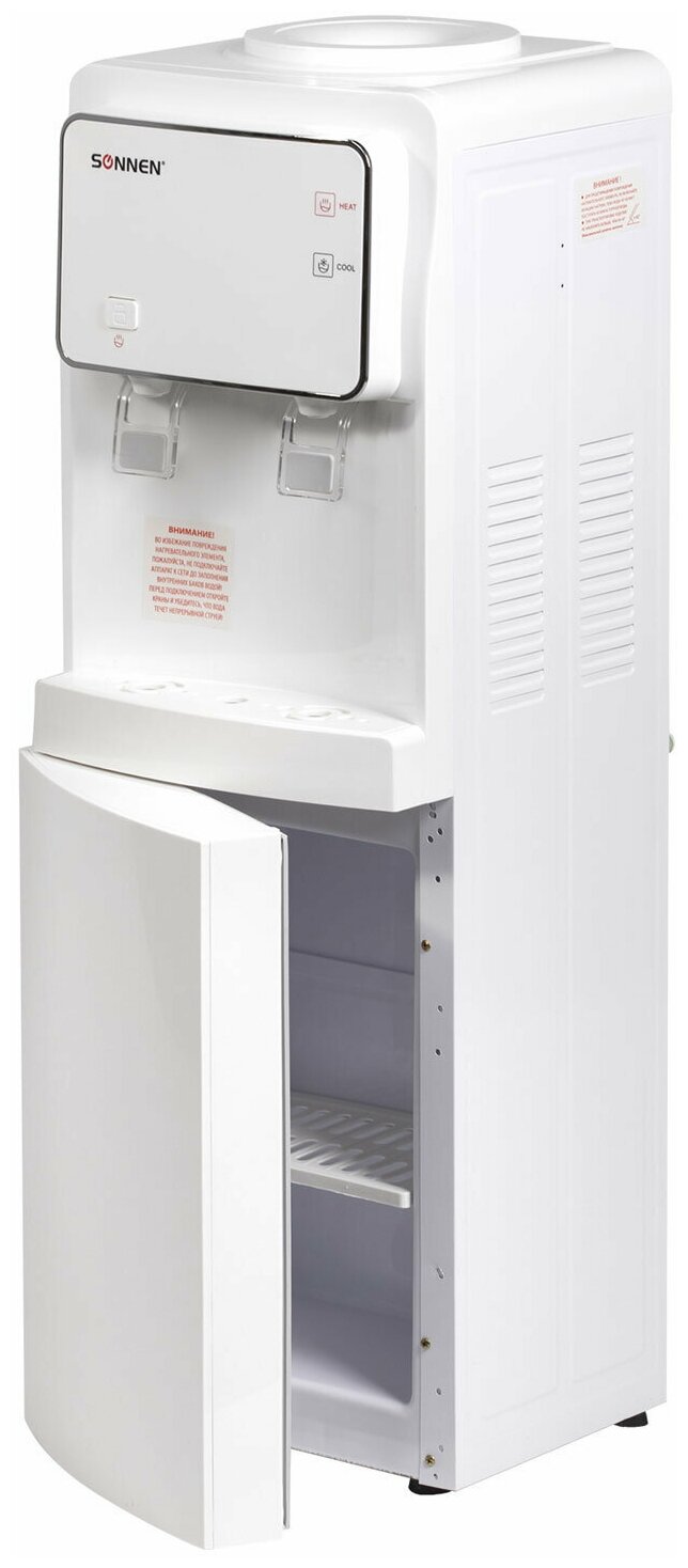 Кулер для воды Sonnen fse-02i, напольный, нагрев охлаждение электро, шкаф, 2 крана, белый (455742)