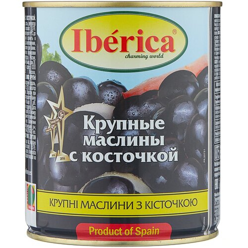 Iberica Маслины крупные с косточкой в рассоле, 875 г