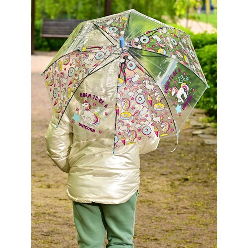 фото Зонт rain-proof, полуавтомат, купол 75 см., для девочек, голубой