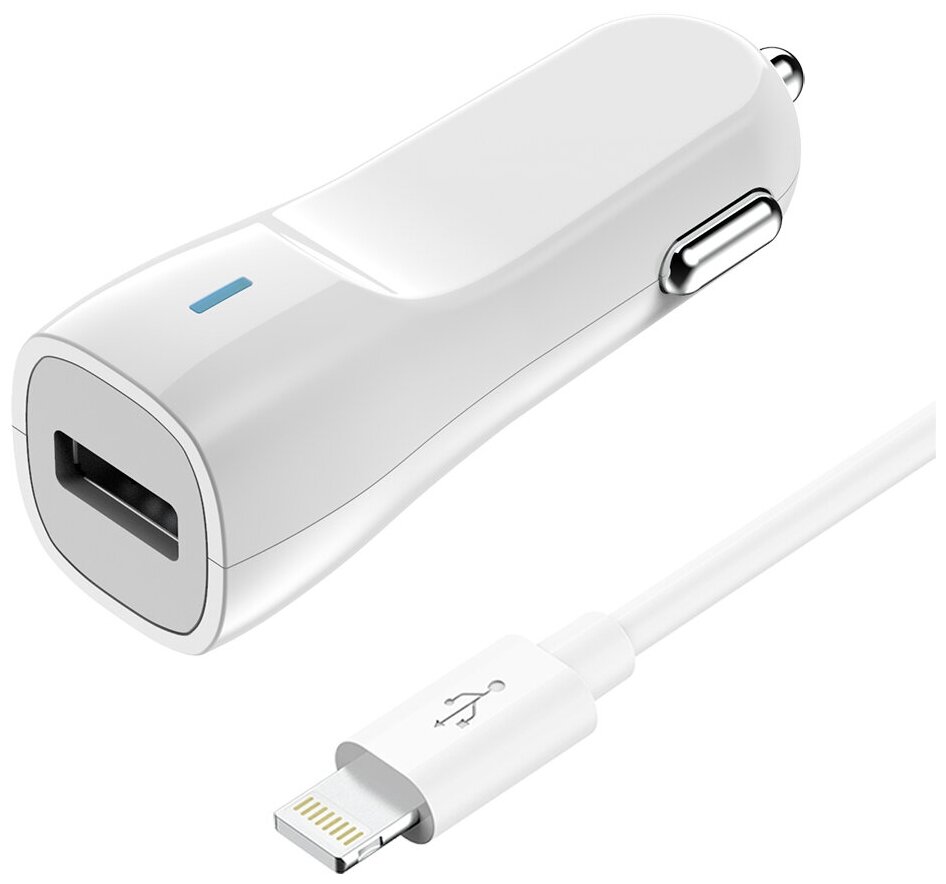 Автомобильное зарядное устройство OLMIO USB 1,2A + lightning кабель 038636