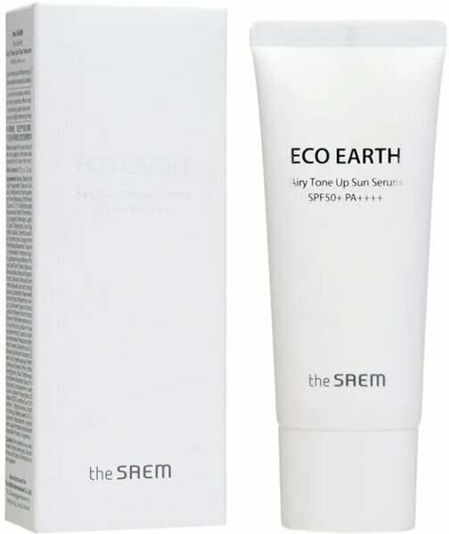 The Saem Солнцезащитная осветляющая сыворотка-праймер 35 мл Eco Earth Airy Tone Up Sun Serum SPF50+