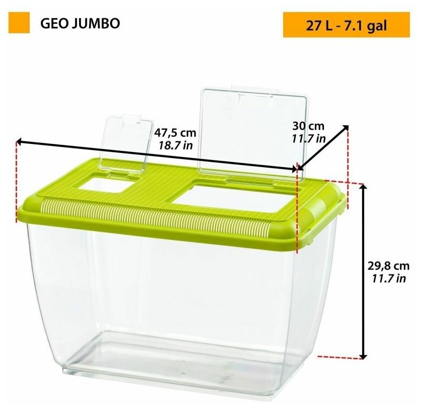 Маленький пластиковый аквариум Ferplast Geo Jumbo 27 л./47х30х31 см.