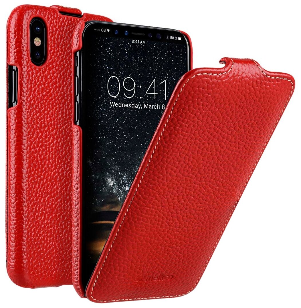 Кожаный чехол Melkco для Apple iPhone X/XS - Jacka Type - красный