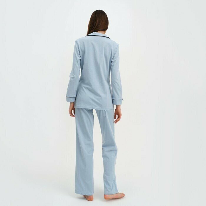 Пижама женская (рубашка и брюки) Love размер 40-42, цвет голубой - фотография № 3