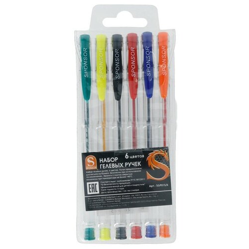 SPONSOR Набор гелевых ручек 05 мм 6 цв SGP01S6 5040500886 165₽