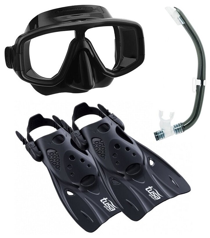 Комплект TUSA Sport UPR0101 маска трубка ласты р. M (36-42) черный