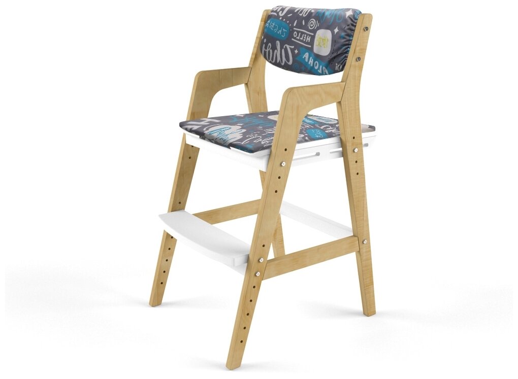 Детский растущий стул "Вуди" с подушками (38 Попугаев), цвет: Комбо-Белый/Салют
