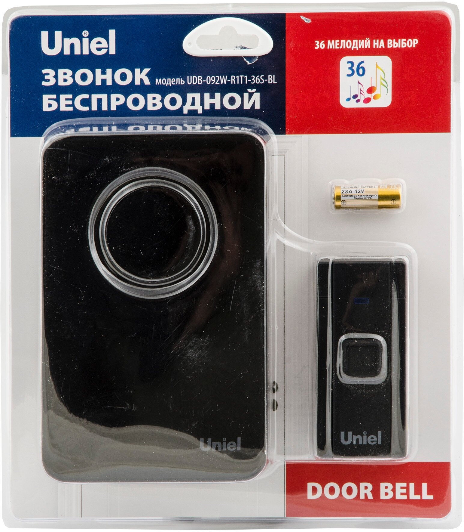 Звонок с кнопкой Uniel UDB-092W-R1T1-36S-BL электронный беспроводной (количество мелодий: 36) - фотография № 5