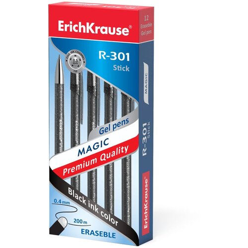 Ручка гелевая сo стираемыми чернилами ErichKrause® R-301 Magic Gel 0.5, цвет чернил черный (в коробк