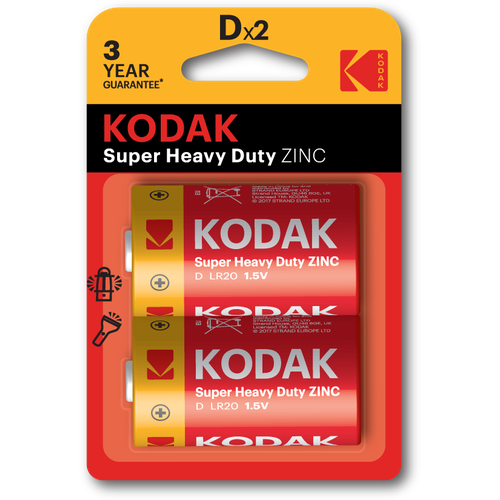 Батарейки Kodak R20-2BL SUPER HEAVY DUTY Zinc [KDHZ-2] арт. Б0005135 (2 шт.)