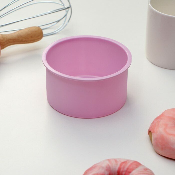 Доляна Форма силиконовая для выпечки Доляна «Круг», 9,5×5,4 см, цвет розовый