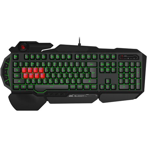 Клавиатура A4Tech Bloody B318 черный USB Multimedia for gamer LED подставка для запястий 412200₽