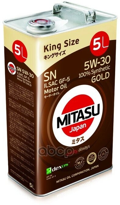 MITASU Mitasu 5W30 5L Масло Моторное Gold Sn Api Sn Ilsac Gf-5 Dexos 1 Синт