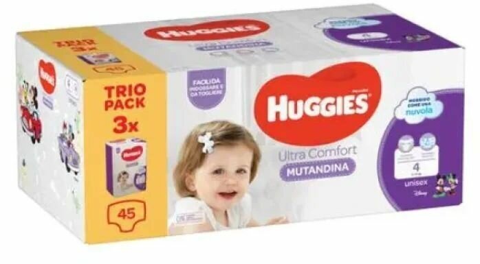 Подгузники Huggies Ultra Comfort 4 унисекс (45 шт. - упаковка из 3х пачек по 15 шт.)