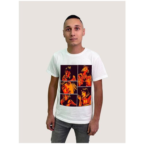 фото Футболка мужская белая из хлопка с dtf принтом фильмы криминальное чтиво квентин тарантино мия уоллес - 40141 будь на стиле