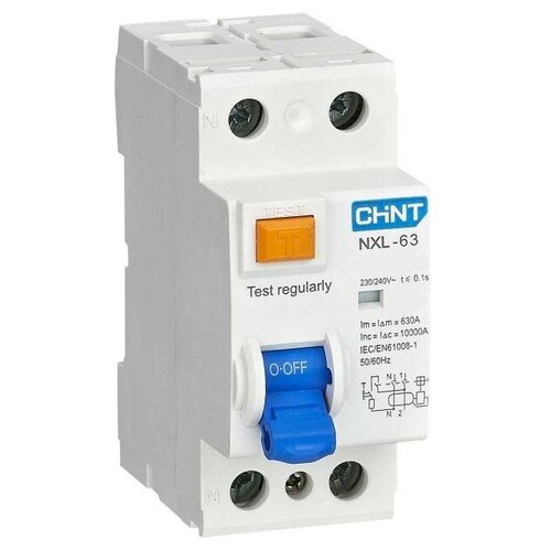 CHINT УЗО NXL-63 6kA 1P+N 63A 30mA AC (R) (арт. 280724) узо abb fh204 ac 63 0 03 4 х полюсное тип ac 63a 30ma 4 модуля