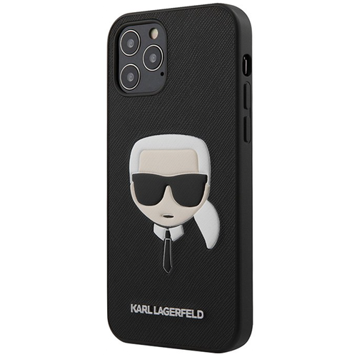 фото Панель-накладка karl lagerfeld pu saffiano karl's head hard black для iphone 12 pro max