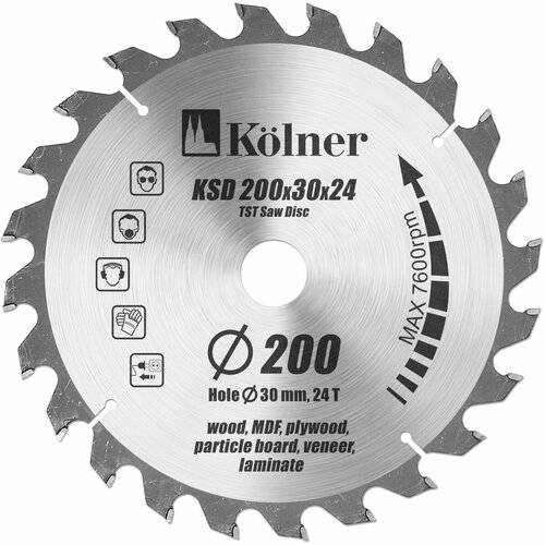 Kolner KSD 200*20/30*24 (50шт) Пильный диск макс. число оборотов 7600об/мин 1шт в блистере