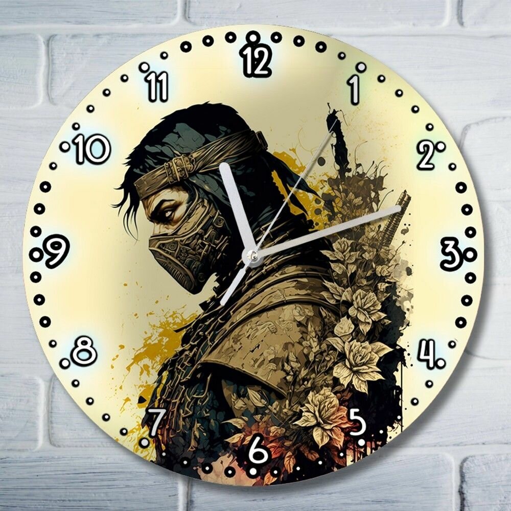Настенные часы, деревянные, бесшумные, УФ печать игра Mortal Kombat Scorpion - 1418