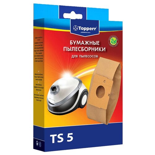 щетка кисточка для удаления пыли с батарей для пылесосов thomas арт ts 139449 Topperr Бумажные пылесборники TS5, 4 шт.