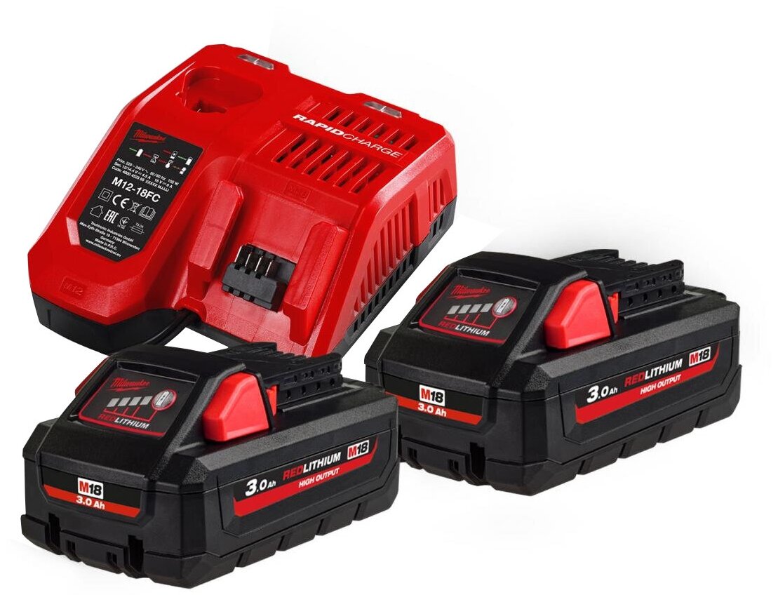 фото Комплект: 2 АКБ Milwaukee 18В, 3 Ач и зарядное устройство, 4933471071
