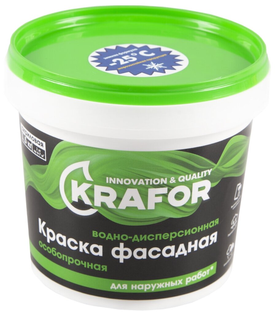 Краска водно-дисперсионная Krafor Фасадная особопрочная