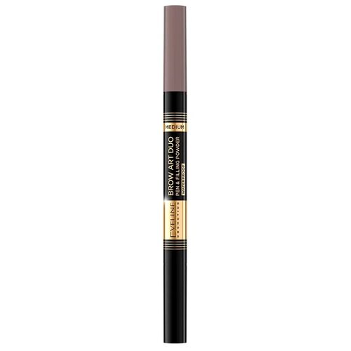 Eveline Cosmetics Ультратонкий водостойкий маркер и пудра для бровей BROW ART DUO, оттенок 02 medium