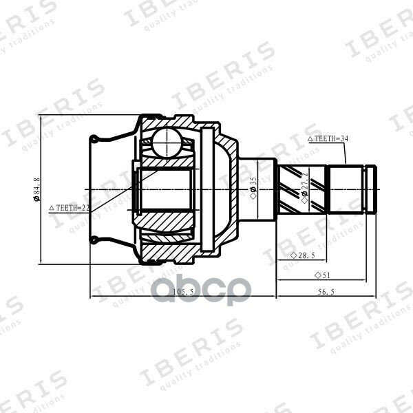 IBERIS IB6011 ШРУС внутр размер 22Х35Х34 CHEVROLET LANOS DAEWOO NEXIA