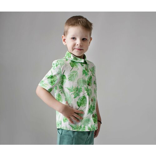 фото Рубашка small giraffe, размер 122, зеленый, белый