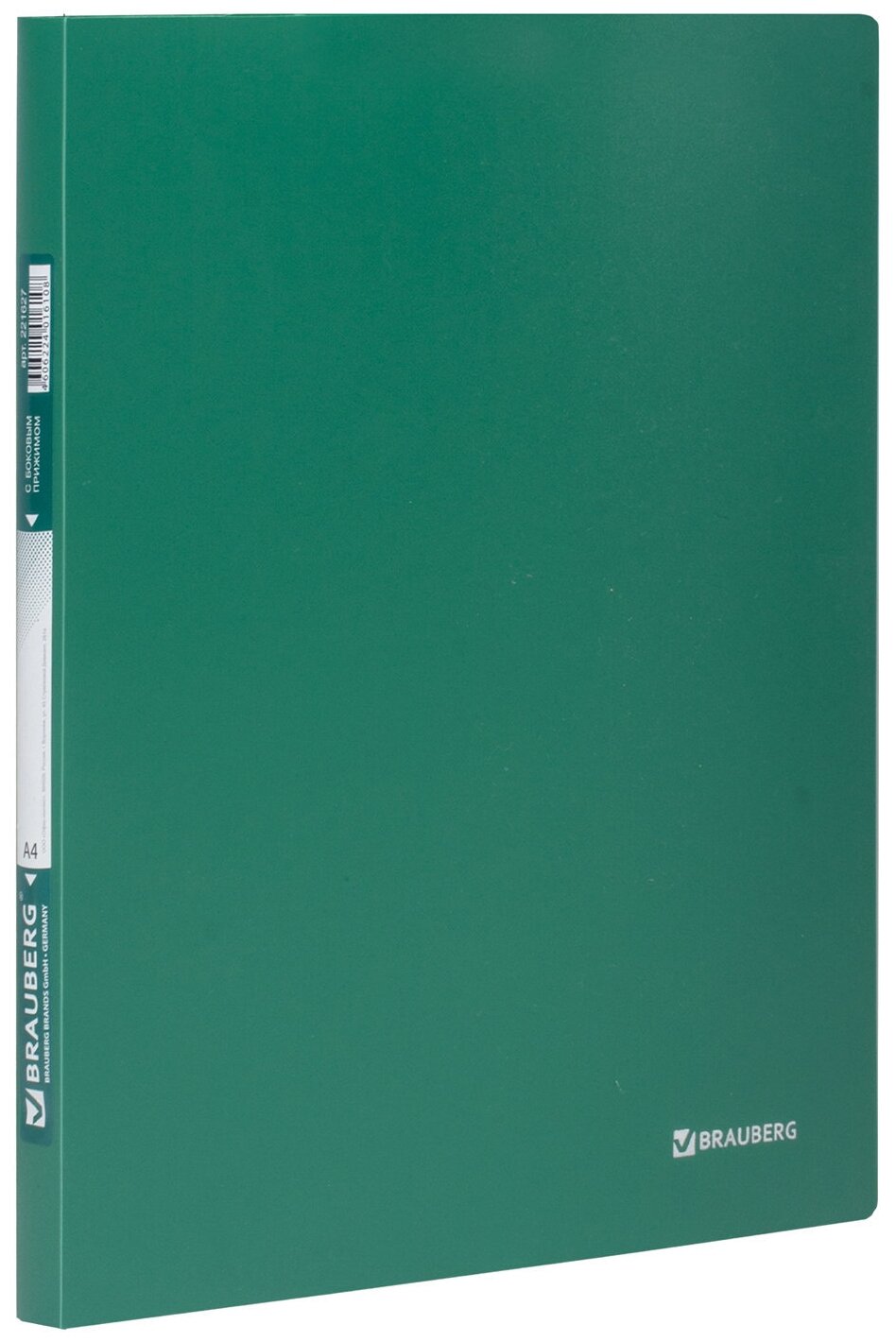 Папка с бок. мет. приж. BRAUBERG Стандарт, зеленая, до 100 листов, 0,6мм, 221627