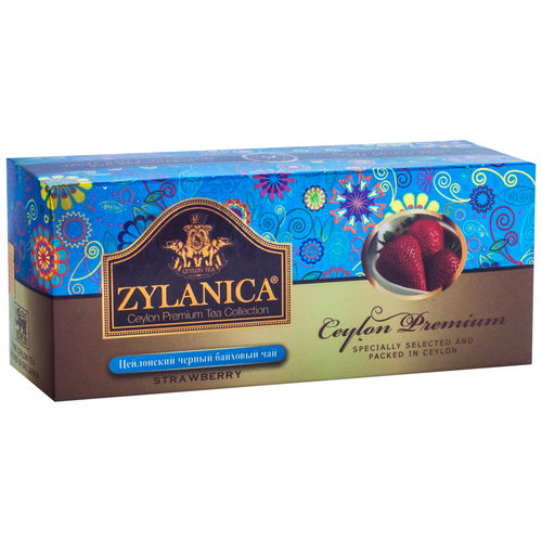 Чай черный Zylanica Ceylon Premium Strawberry в пакетиках, 25 пак.