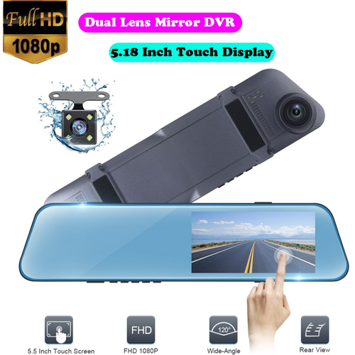 Автомобильный видеорегистратор / Зеркало заднего вида с видео регистратором / Cенсорный дисплей / Full HD 1080P / Камера для парковки