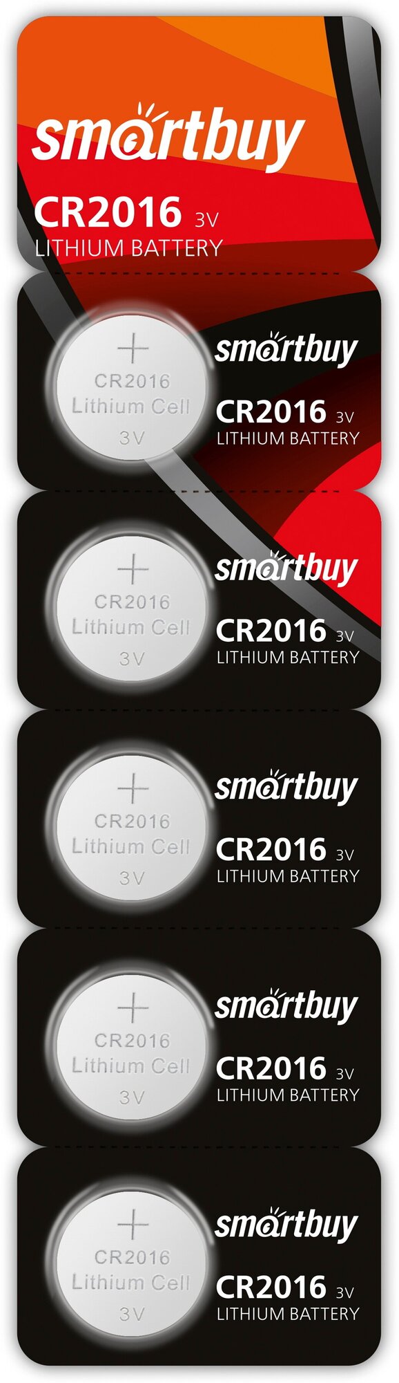 Литиевый элемент питания Smartbuy CR2016/5B (SBBL-2016-5B), 5шт.