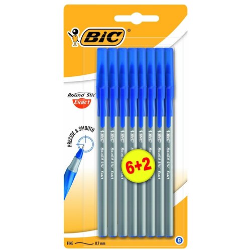 фото Bic набор шариковых ручек round stic exact 0.7 мм (932862), 932862, синий цвет чернил, 8 шт.