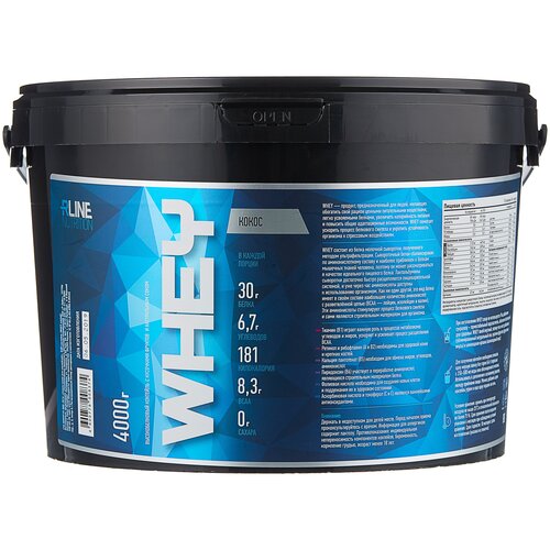 Протеин RLINESportNutrition Whey, 4000 гр., кокос протеин rlinesportnutrition whey 4000 гр моккачино