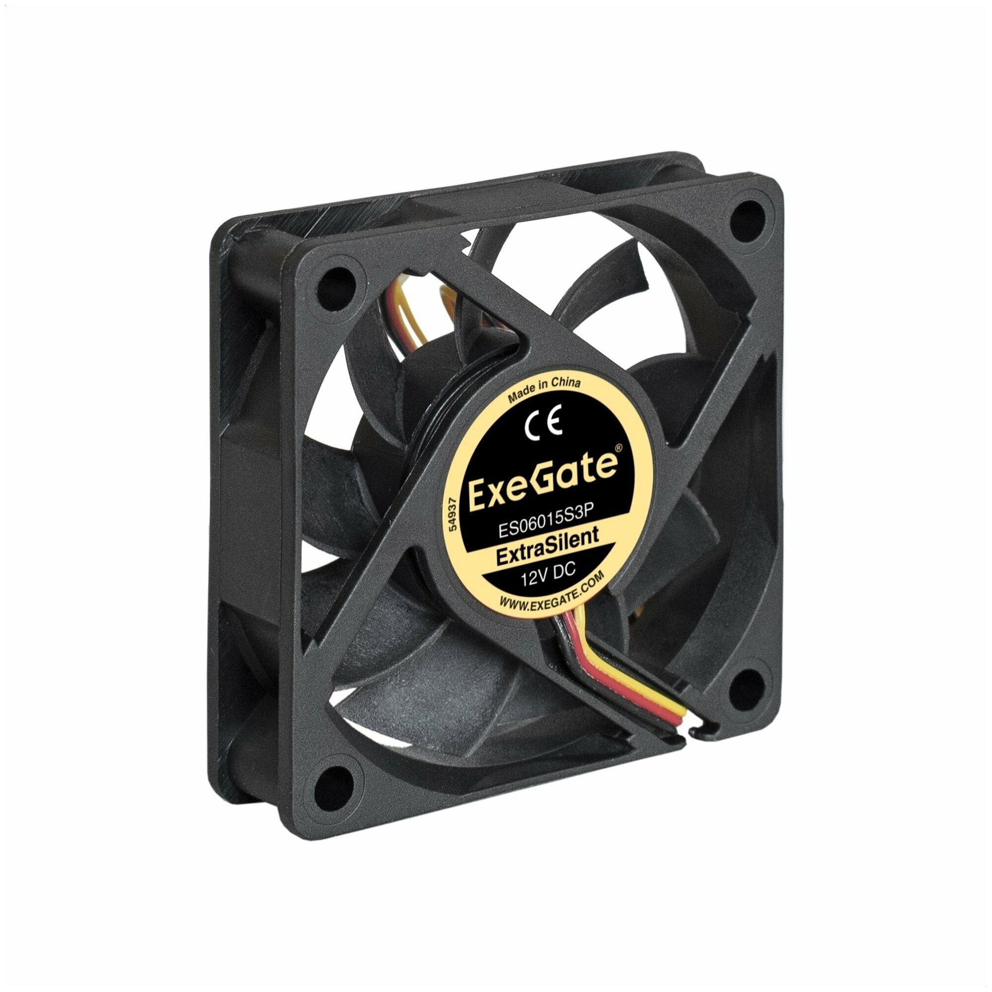 Exegate EX283369RUS Вентилятор ExeGate ExtraSilent ES06015S3P, 60x60x15 мм, подшипник скольжения, 3pin, 2500RPM, 22dBA - фото №3