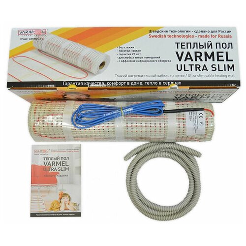 Нагревательный мат, Varmel, Ultra Slim Twin 6,0-, 6 м2, 1200х50 см теплый пол комплект электрический warmcoin эко 20вт м двухжильный греющий кабель 5 м п
