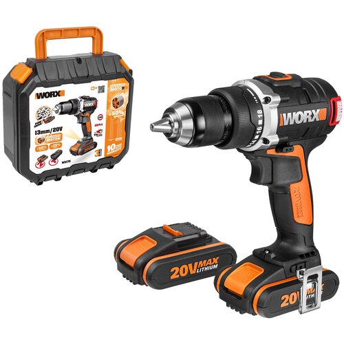 Дрель-шуруповерт аккумуляторная WORX BL WX175.9, 20В, бесщеточная, без АКБ и ЗУ